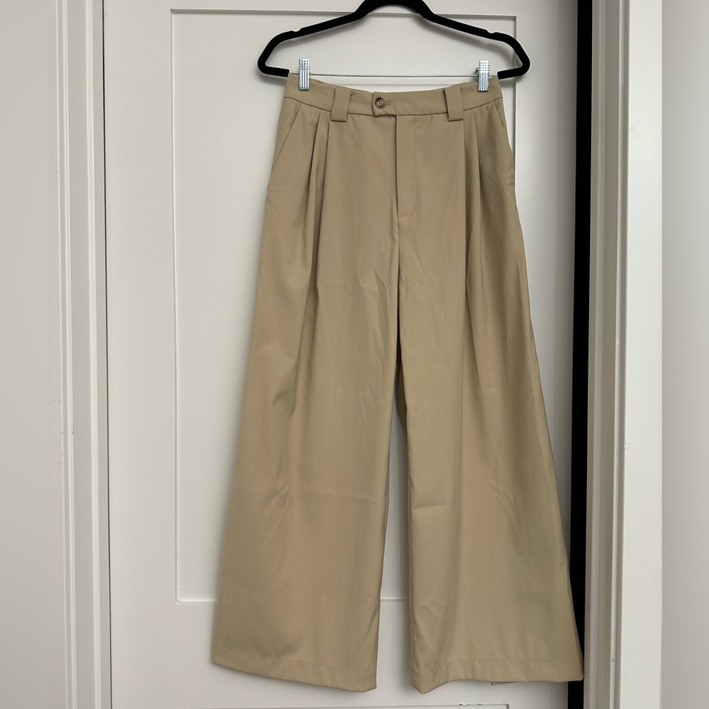 Classic Tan Wide-Leg Trousers